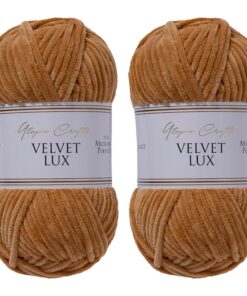 Utopia Crafts Velvet Lux Chenille, super weiches grobes Garn zum Stricken und Häkeln - Warm Brown 2x100g