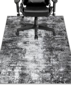 Capslpad rutschfeste Stuhlmatten für Hardboden 90x120cm Schwarz Abstrakt Bodenschutzmatte für Gaming und Bürosessel Büro