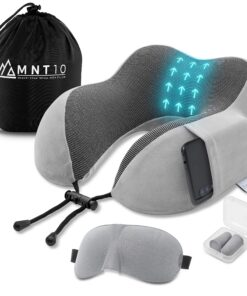 MNT10 Reise Nackenkissen Memory Foam gratis Schlafmaske I perfekt für Flug, Auto, Zelten I weicher Halt I 40x20 cm