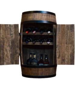 CREATIVE COOPER Weinfass Stehtisch mit Tür und Weinliegen 80cm Wenge - Fassbar Weinregal Holz