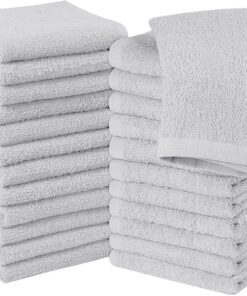 Utopia Towels 100% Ringgesponnene Baumwolle Waschlappen-Satz – Hochwertig, Saugfähig,Weich, 24 Stück, Silberfarben Uto