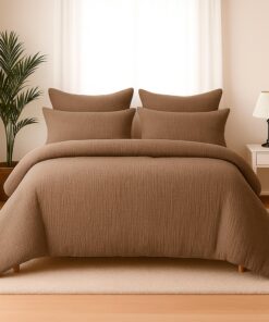 Wolkenfeld Premium Musselin Bettwäsche 155x220 – 100% Baumwollqualität – Atmungsaktiv & Weich – Fürs ganze Jahr – 2-teil