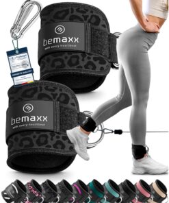 Bemaxx Fuß-Manschetten für Seilzug - Kickbacks Fussschlaufen Klettverschluss - Gym Zubehör für Frau und Mann