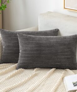EMEMA Dekorative Kissenbezugsettung 2er Set Grau für Wohnzimmer und Schlafzimmer