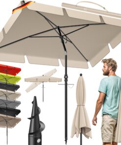 KESSER® Sonnenschirm Rechteckig für Garten Terrasse Beige | Verstellbarer Neigungswinkel und Höhe inklusive 2in1 Abdecku