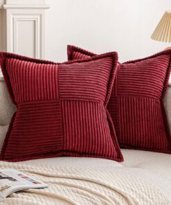 EMEMA Weihnachtlich Weiche Kissenbezüge Dekorativ für Wohnzimmer und Schlafzimmer 40x44 cm Weinrot 2er Set
