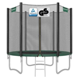 SONGMICS Trampolin Outdoor für Familie, mit Sicherheitsnetz und gepolsterter Leiter, Ø 183 cm | SONGMICS Rundes Trampol