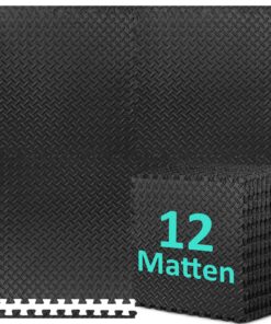 Bodenschutzmatte Fitness-Set EVA – rutschfest & 10 mm dick, 61×61 cm Puzzlematten (12/24/48 Teile)