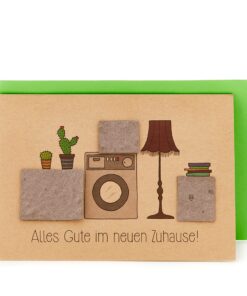 Die Stadtgärtner – Glückwunschkarte zum Einzug mit Saatpapier | Nachhaltige Karte für Umzüge | Wildblumen-Samen | 10,5 x