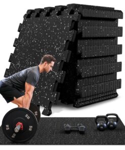 bemaxx Bodenschutzmatte Fitness – 18er EVA/Gummi-Puzzlematten-Set, rutschfest & stoß-/schallabsorbierend für Laufband, H