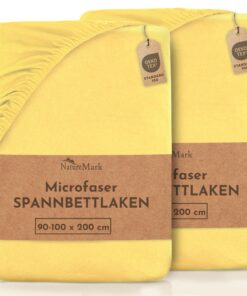 NatureMark Mikrofaser Bettlaken 2er Pack - Sparpreis für Markenqualität (90x200 cm, 100x200 cm - Gelb) Microfaser SPAN