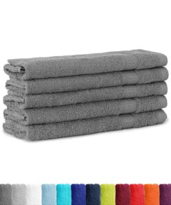 BaSaTex Gästetücher Set - 30x50 cm, 100% Baumwoll-Frottee, Anthrazit, Made in Green, 5er Pack
