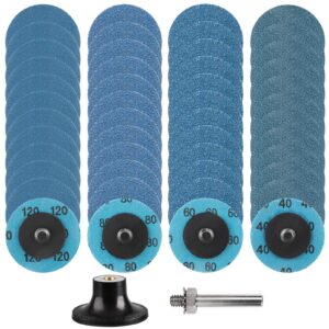 Shineboc 48 Stück Schleifscheiben Set für Metall und Holz + 2" Tablett + Rundstange Körnung 40/60/80/120 Zirkonkorund Sc