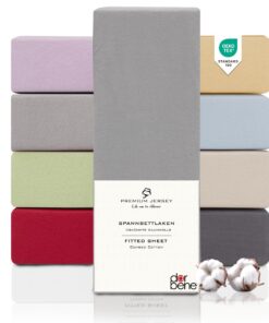 Spannbettlaken 140x200 Premium, atmungsaktiv, superweiches Jersey bis 30 cm Matratzenhöhe Oeko-TEX Hellgrau