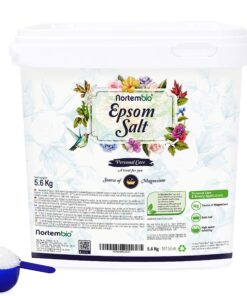 Nortembio Epsom Salz 100% Pur 5,6 kg - Konzentrierte Magnesiumquelle für empfindliche Haut + Gratis E-Book | Naturally P