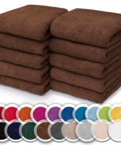 NatureMark 10er-Set frottee-weiche Waschlappen für Gesicht und Hände – 100% Baumwolle, saugfähig – 30x30 cm, Schoko brau