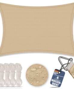 bonsport Sonnensegel Rechteck 3×4 m – wasserdicht & UV-Schutz, Sand