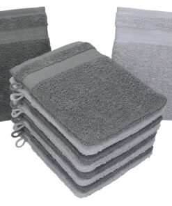 Betz Waschhandschuhe Premium Pflegeleicht & saugstark – Weiche Frottee Waschlappen 10 Stück 16x21 cm – Anthrazit & Silbe