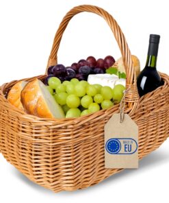 Creative Home Weidenkorb Picknickkorb Handgeflochten | 36 x 27 x 32 cm | Langlebig für Picknick & Ostern