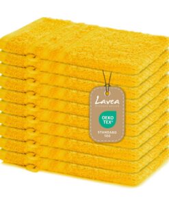 Lavea® 10er-Set Waschhandschuhe 15x21 cm – 100% Baumwolle, saugstark & weich