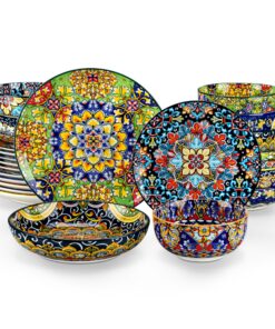 Vancasso SIMI 24-Teiliges Porzellan-Geschirrset für 6 Personen - Boho Design, Mikrowellen- & Spülmaschinenfest