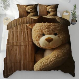 Tyafsgvqo Nette Bär Bettwäsche Weich & Atmungsaktiv, Kinder Schlafzimmer Dekor, Wendebettwäsche 135x200 3 Teilig, Plüsch