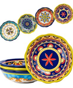UNICASA Keramische Suppenteller 4er Set - Boho Stil für Suppe und Pasta - 1000ml