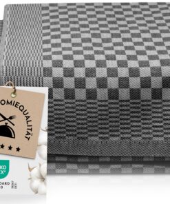 ZOLLNER 10er Set Geschirrtücher Baumwolle - super saugstarke und robuste Küchentücher – waschbar bis 60°C – in schwarz k