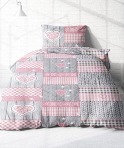 Träumschön Biber Bettwäsche Set Atmungsaktiv Warm & Hautfreundlich 100% Baumwolle – Flauschige Blumen Rosa Weiche Winter