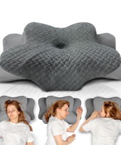 Glückstoff® Orthopädisches Kissen - Ergonomisches Nachtsführer für Nackenschmerzen | OEKO-TEX STANDARD 100 - Grau Glücks