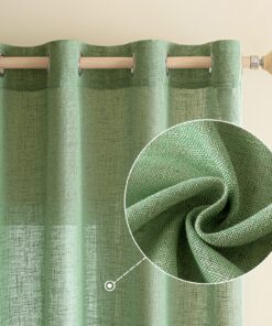 EMEMA Grün Vorhänge für Wohnzimmer und Kinderzimmer 140x145cm Halbtransparent Modern Halbtransplistetz Set 2er (BxH)