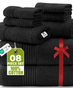 Utopia Towels 8-teiliges Handtuch-Set, super sanft, saugfähig, Hotelqualität Schwarz
