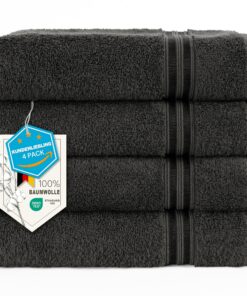 4er Badetuch Set, Premium Qualität Baumwolle Badetuch Groß 50x100cm, Weich Saugstark Schnell Trocknendes Handtuch, Anthr