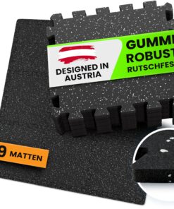 bemaxx Bodenschutzmatte Fitness – 9 Gummi‑Matten pro Set, rutschfest & stoßdämpfend