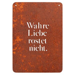 EXTRAVAGANT® Wahre Liebe rostet nicht Gartenschild Metall Rost Edelrost wetterfest Geburtstag Geschenk Freundin Valentin