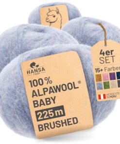 Alpawool 100% Baby Alpaka Brushed Wolle - leichte und kratzfreie Wolle zum Stricken & Häkeln - HF241 Gletscher Melange