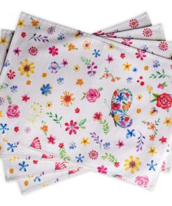 Maison d' Hermine waschbare Tischsets Happy Florals – Küche, Hochzeit, Camping – 4er-Set 33 cm x 48 cm, 100% Baumwolle,