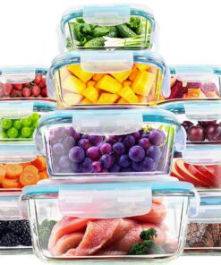 KICHLY Glasbehälter Mit Deckel - meal prep für Arbeit - Transparenz - Luftdicht, Auslaufsicher, BPA-frei - 24er (12 Behä
