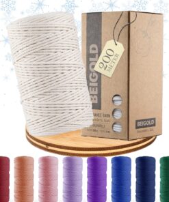 BEIGOLD® Premium Makramee Garn - Baumwollmischgarn für Macrame - Ideales Gewebe für Kunst DIY-Handwerke