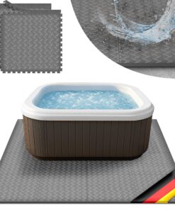 tillvex® Whirlpool-Unterlage eckig 200 cm | Bodenmatte für Outdoor-Whirlpools | Schützt & isoliert (Grau)