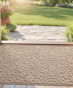 DEXI Absorbierende Fußmatte Innen, Beige | Oeko-Tex Standard 100 für Flur und Haustür | DEXI Rutschfest Fußmatte Innen,