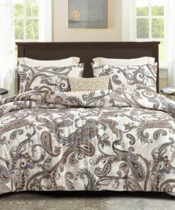 Atmungsaktive und weiche Whale Flotilla Bettdecke 200x200cm für 4 Jahreszeiten - Beige Paisley mit Kissenbezügen