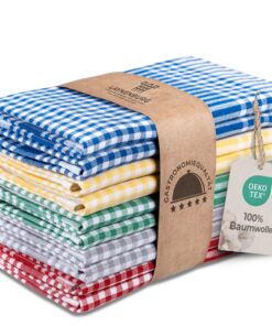 LAYNENBURG 10er-Set Premium Geschirrtücher kariert - 100% Baumwolle & Oeko TEX Standard 100 - moderne Küchentücher (Mehr