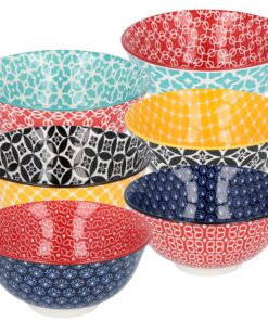 Vintage bunt Keramik Schüssel - 6 Designs für Müslischalen und Suppenschüssel bis 680 ml | Bunte Ramenbowl und Eisschal