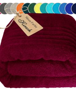 Lashuma Badetuch groß 100x200 cm Kirschrot – Extra Weiches & Saugfähiges Sauna Handtuch für Frauen & Männer
