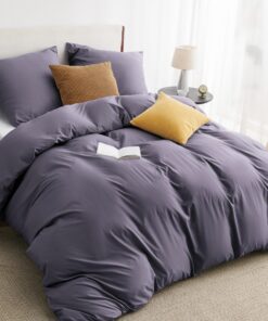 BEDSURE Bettwäsche ÖKO-TEX Grauviolett - 155x220 3teilig für Baby + Reißverschluss BEDSURE Bettwäsche Grauviolett - 155x