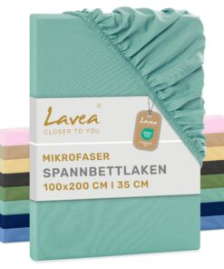Lavea® Spannbettlaken 100x200 cm aus Mikrofaser, atempisch und kühlend, pflegeleicht, für Spannbetten, Eukalyptusgestank