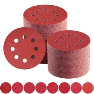 Schleifpapier 10 x 125mm 80/120/150 Körnung 8 Loch für Exzenterschleifer (180Stück) | Schleifpapier Klettverband 10 x 1