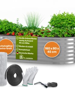 TTL GARDEN Metall Hochbeet Stahl rostfrei verzinkt - Gold, sehr groß, stabil & wetterfest für Gemüse und Blumen