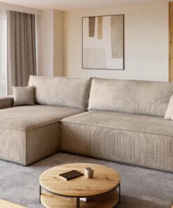 BROMARKT Schlafsofa mit Schlaffunktion für Wohnzimmer Beige 3 Sitzerdie relaxt bis 272x143x85 cm BROMARKT Couch L-Form m